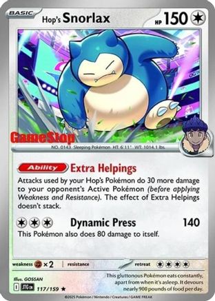 Hop's Snorlax (117/159) (GameStop Exclusive) [SV09: Journey Together Promo]